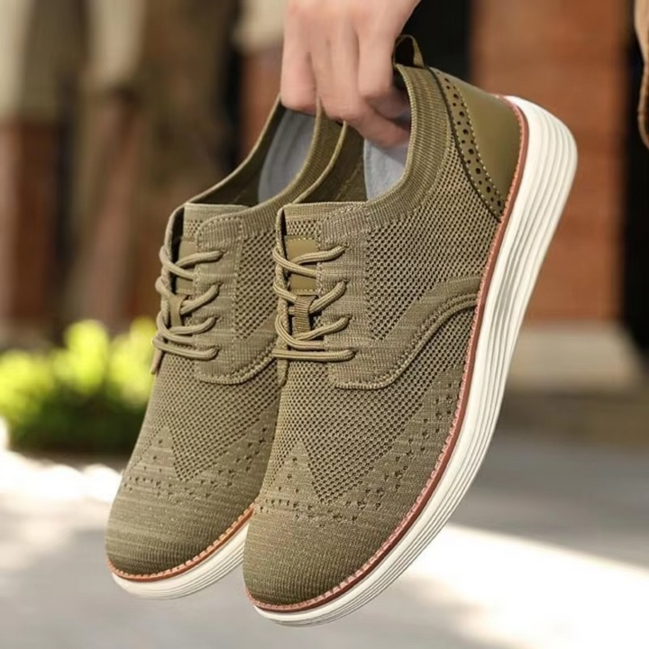 Men’s Knit Brogue Wingtip Lace-Up Casual Sneakers