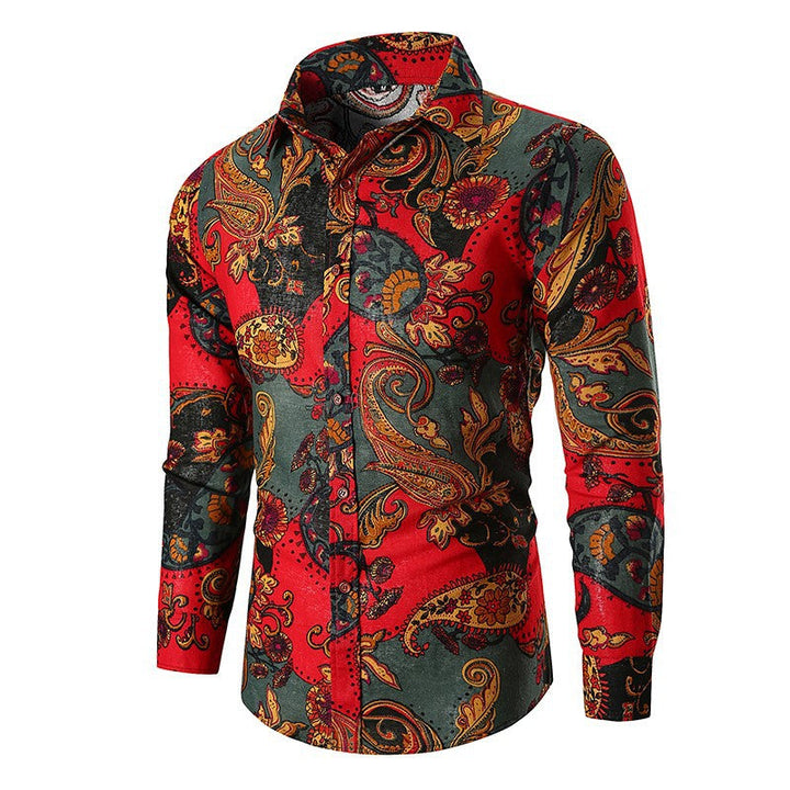 Men’s Paisley Print Slim Fit Long Sleeve Shirt