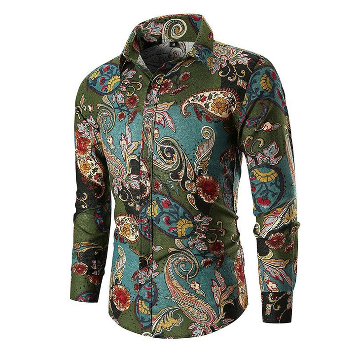 Men’s Paisley Print Slim Fit Long Sleeve Shirt