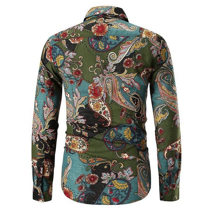 Men’s Paisley Print Slim Fit Long Sleeve Shirt