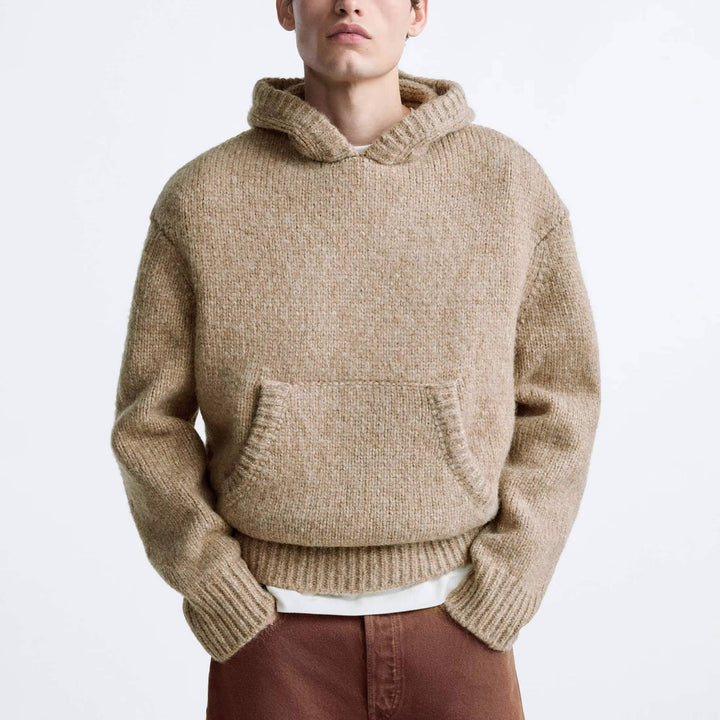 Men’s Chunky Knit Kangaroo-Pocket Hoodie