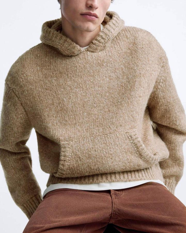 Men’s Chunky Knit Kangaroo-Pocket Hoodie