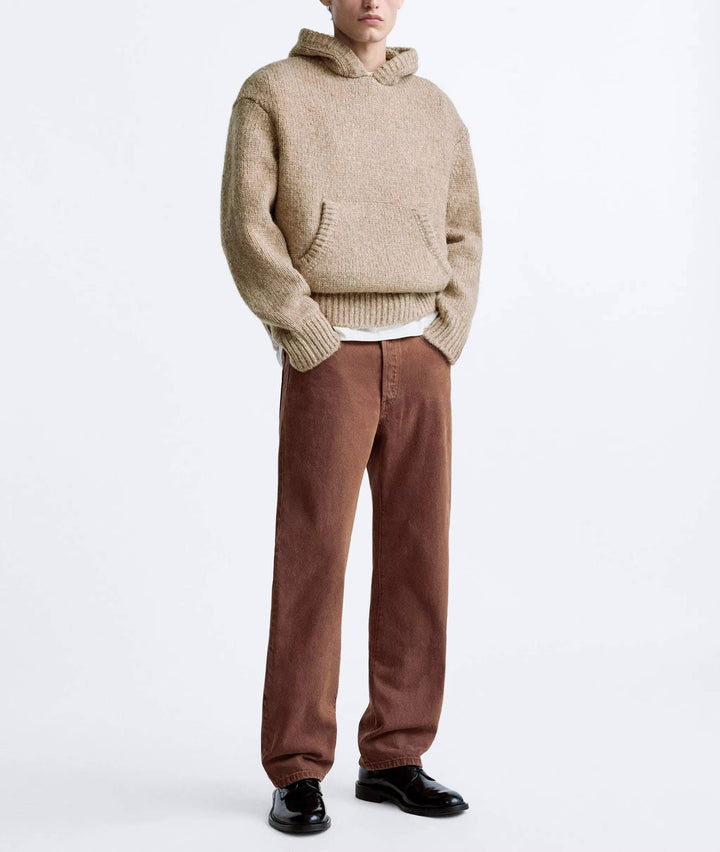 Men’s Chunky Knit Kangaroo-Pocket Hoodie