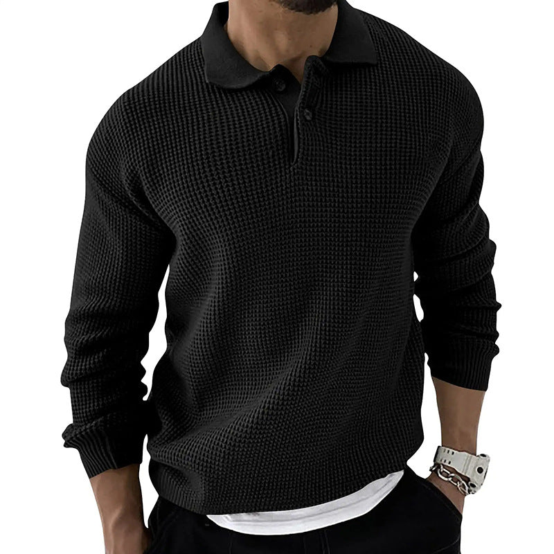 Men's Relaxed Fit Waffle Knit Polo Sweater - Ethan 3