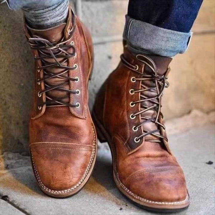 Men's Stylish Structured Leather Boots - Jake 0