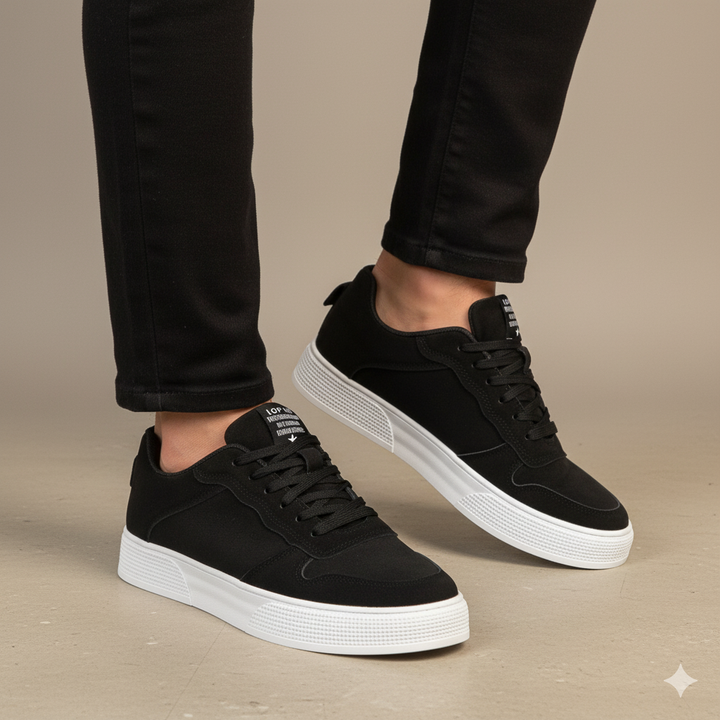Men’s Faux Suede Lace-Up Skate Sneakers White Sole