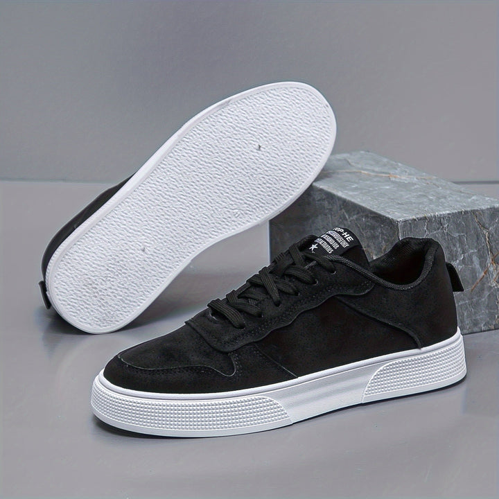 Men’s Faux Suede Lace-Up Skate Sneakers White Sole