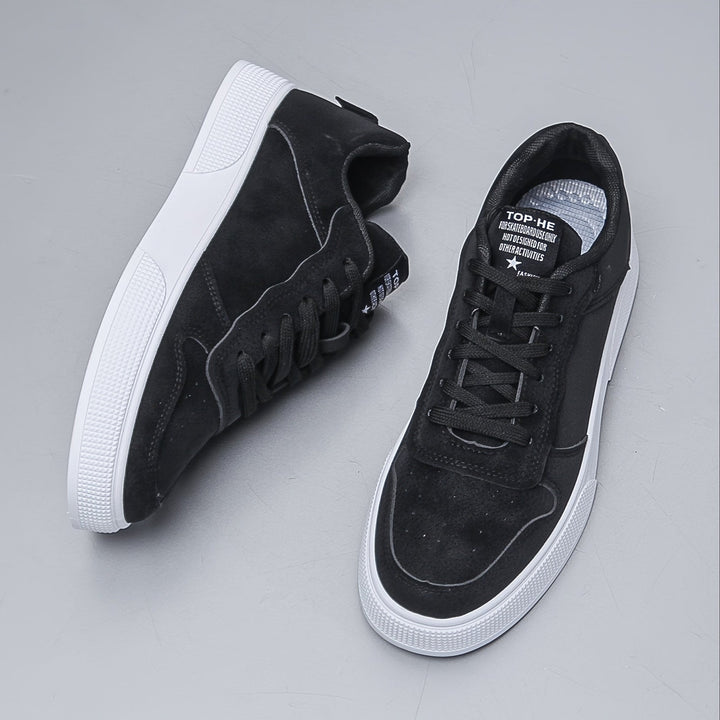 Men’s Faux Suede Lace-Up Skate Sneakers White Sole