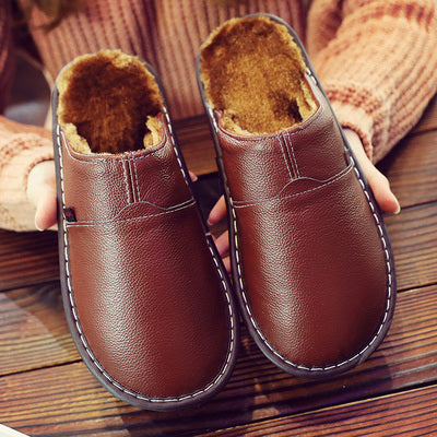 Men’s Faux Leather Fleece Lined House Slippers