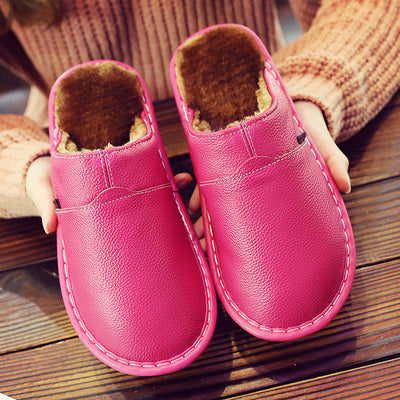 Men’s Faux Leather Fleece Lined House Slippers