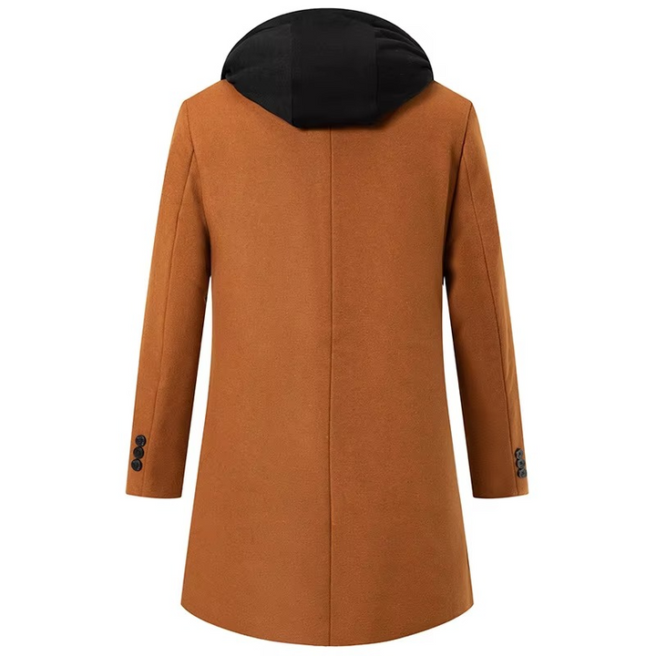 Men’s Hooded Wool-Blend Quilted Longline Overcoat