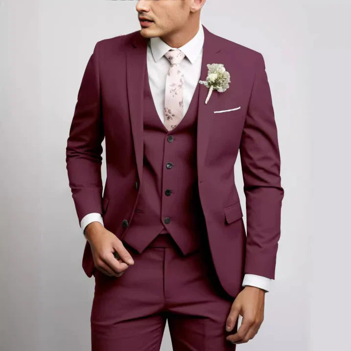 Men’s Slim Fit 3 Piece Formal Wedding Suit Set