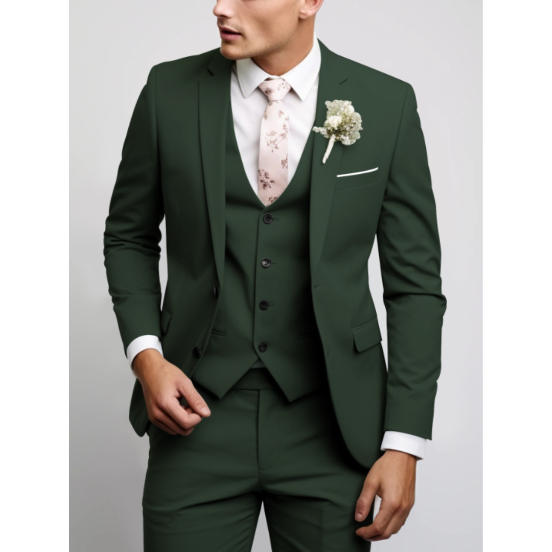 Men’s Slim Fit 3 Piece Formal Wedding Suit Set