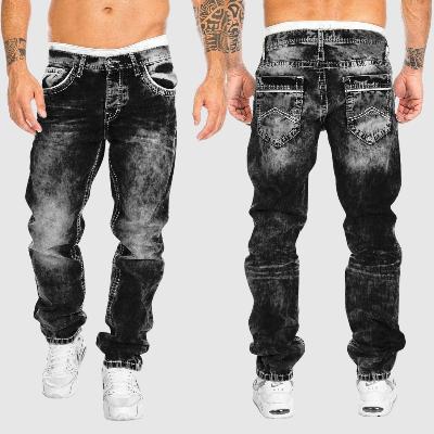 Men’s Acid Wash Distressed Relaxed Fit Jeans