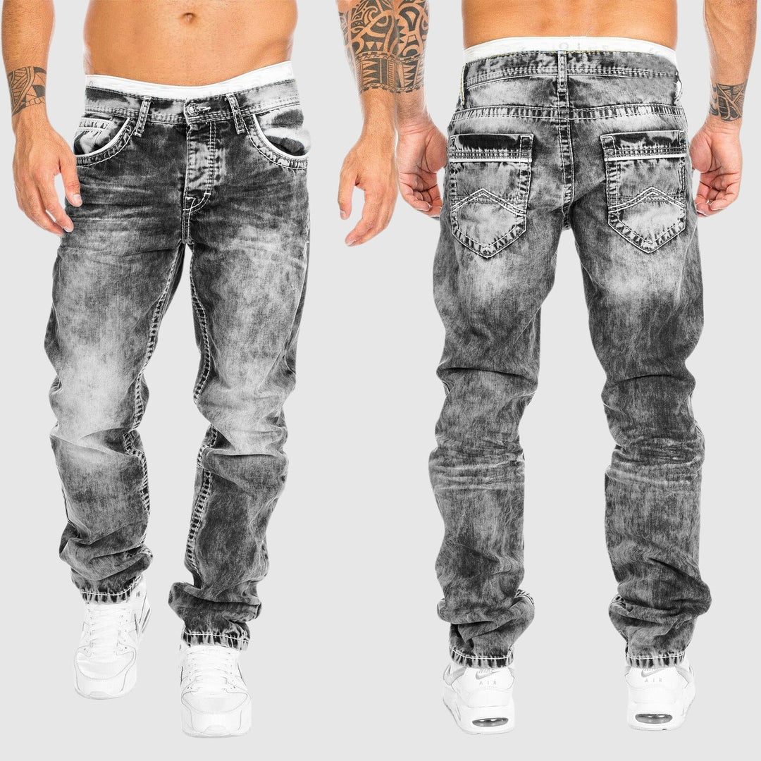 Men’s Acid Wash Distressed Relaxed Fit Jeans