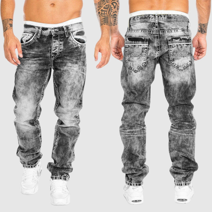 Men’s Acid Wash Distressed Relaxed Fit Jeans