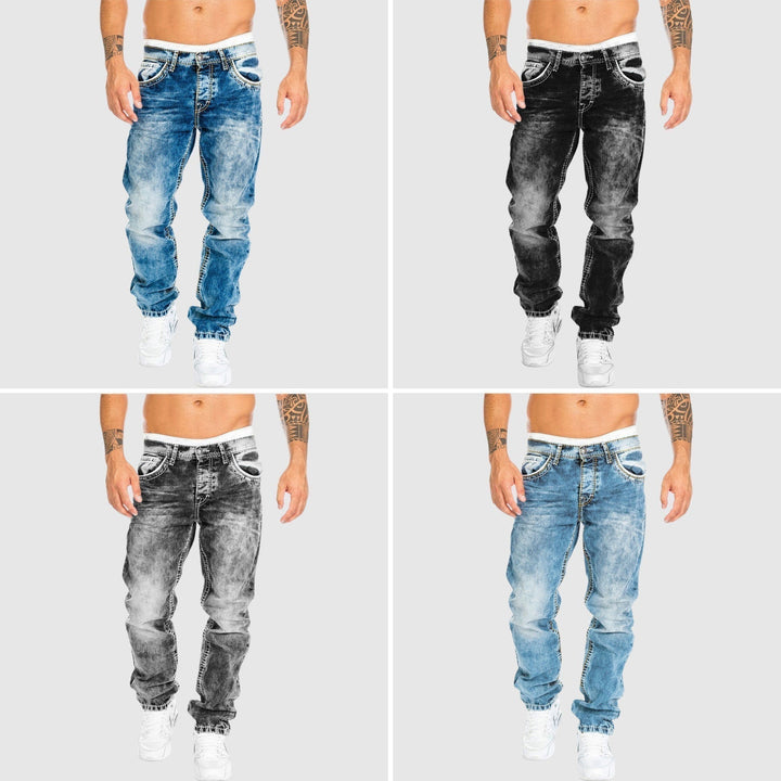 Men’s Acid Wash Distressed Relaxed Fit Jeans