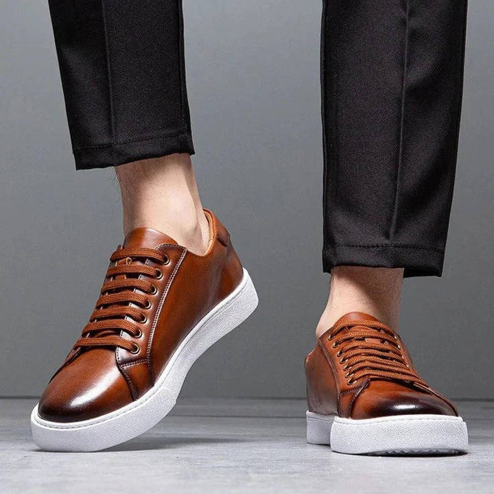 Men’s Burnished Leather Low-Profile Lace-Up Sneakers