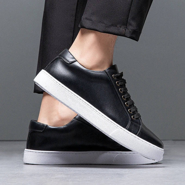 Men’s Burnished Leather Low-Profile Lace-Up Sneakers
