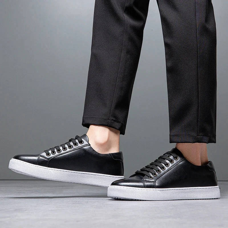 Men’s Burnished Leather Low-Profile Lace-Up Sneakers