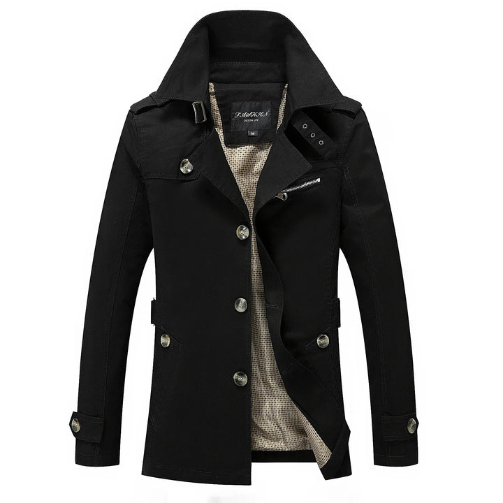 Men’s Single Breasted Slim Fit Trench Jacket
