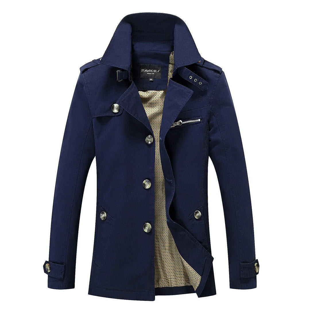 Men’s Single Breasted Slim Fit Trench Jacket