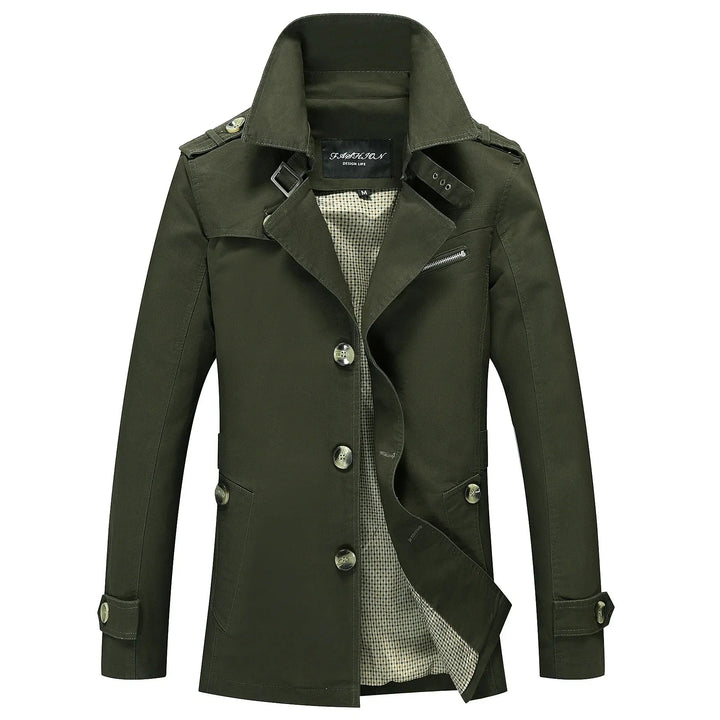 Men’s Single Breasted Slim Fit Trench Jacket