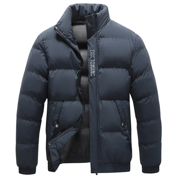 Men’s Stand Collar Quilted Puffer Jacket for Winter