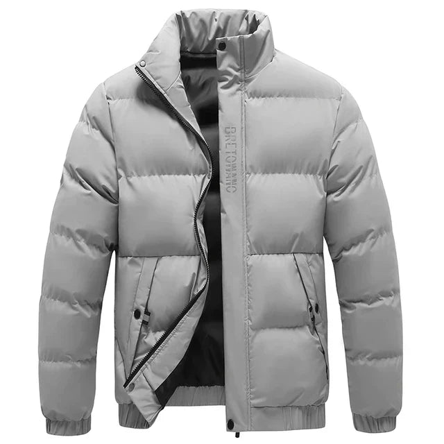 Men’s Stand Collar Quilted Puffer Jacket for Winter