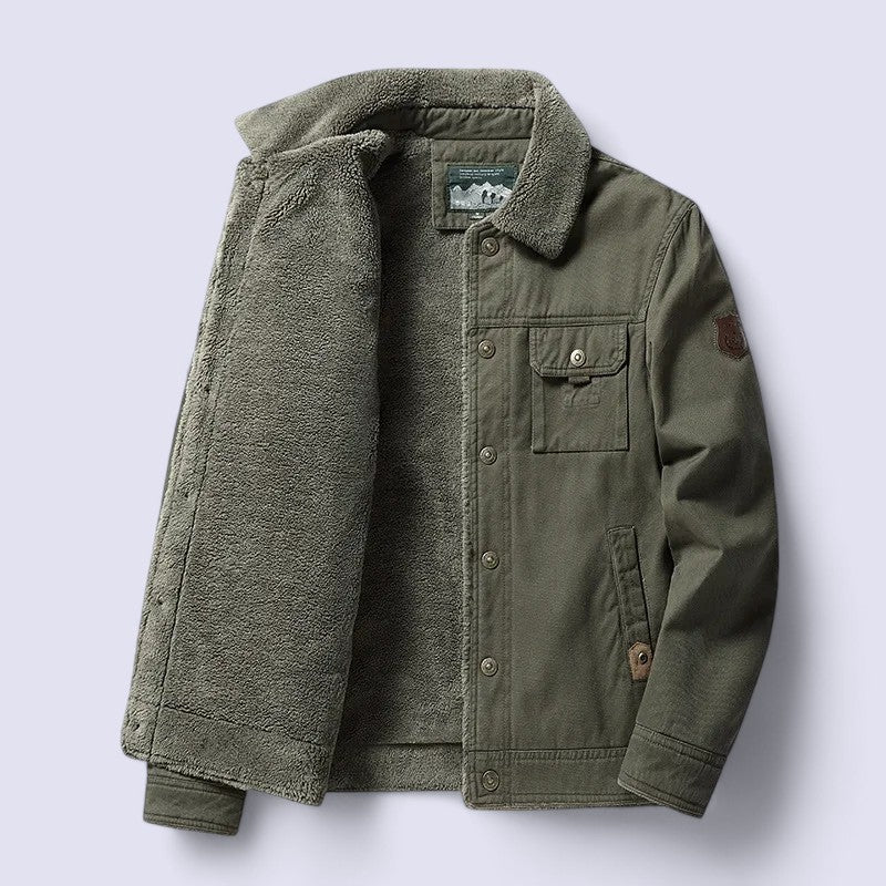 Men’s Sherpa Lined Cargo Winter Jacket