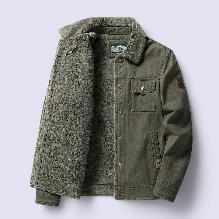 Men’s Sherpa Lined Cargo Winter Jacket