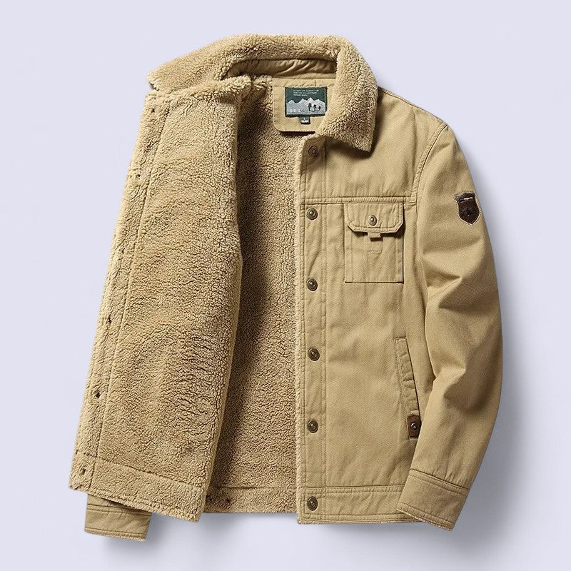 Men’s Sherpa Lined Cargo Winter Jacket