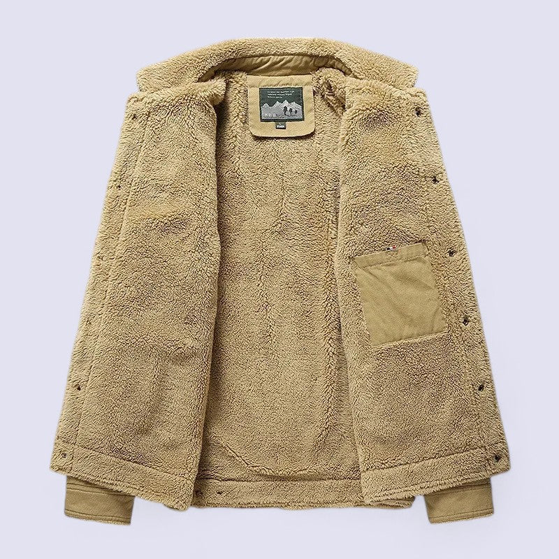Men’s Sherpa Lined Cargo Winter Jacket