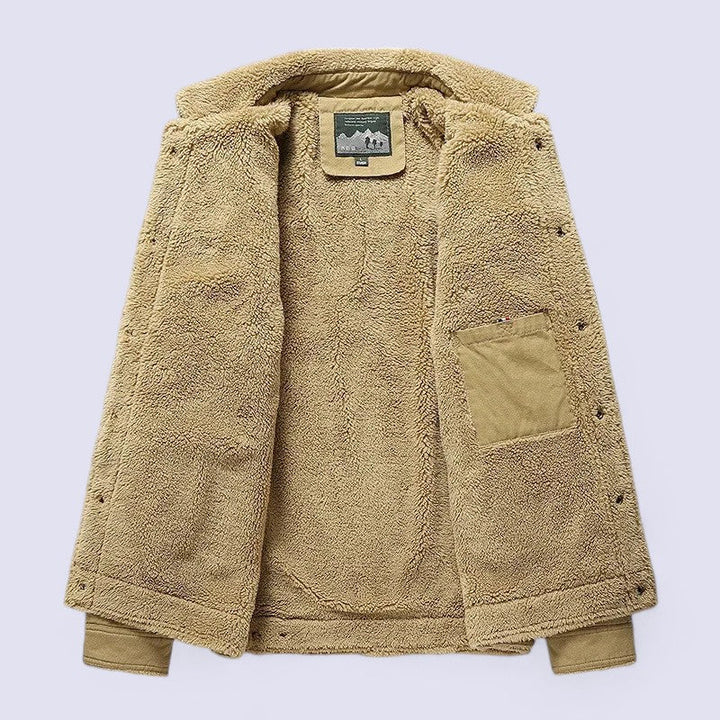 Men’s Sherpa Lined Cargo Winter Jacket