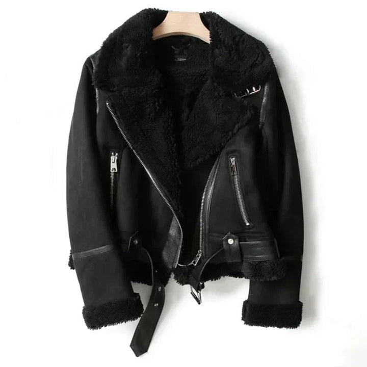 Naomi women's leather jacket with sherpa lining for warmth and style 1