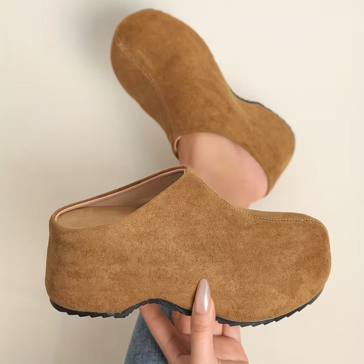 Women’s Suede-Look Platform Slip On Clog Mules
