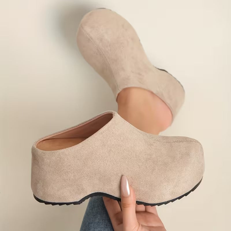 Women’s Suede-Look Platform Slip On Clog Mules