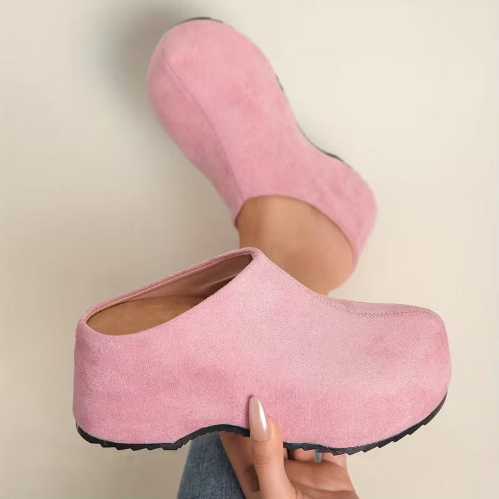 Women’s Suede-Look Platform Slip On Clog Mules