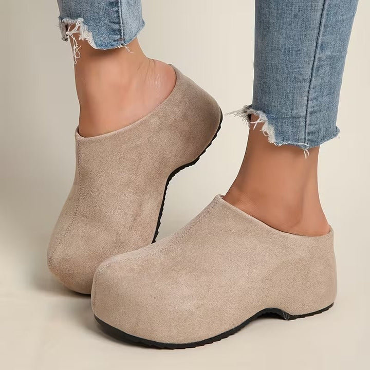 Women’s Suede-Look Platform Slip On Clog Mules
