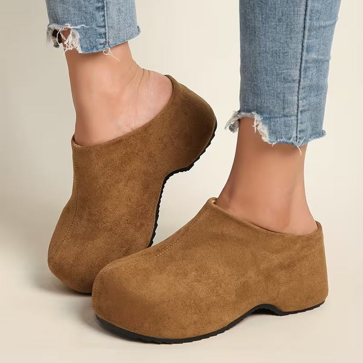 Women’s Suede-Look Platform Slip On Clog Mules