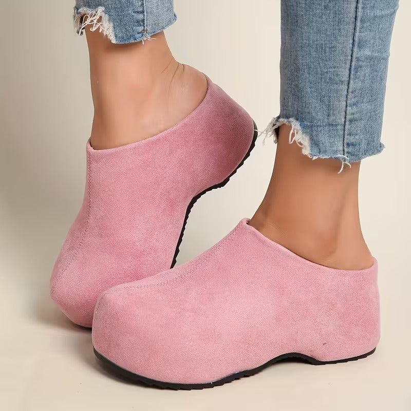 Women’s Suede-Look Platform Slip On Clog Mules