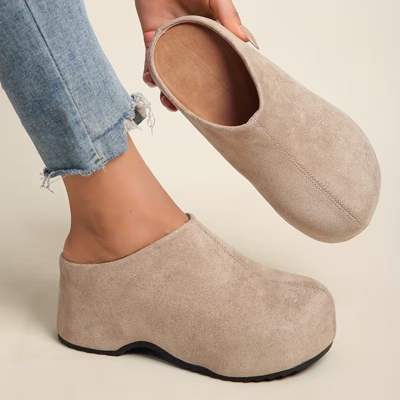Women’s Suede-Look Platform Slip On Clog Mules
