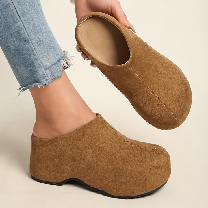 Women’s Suede-Look Platform Slip On Clog Mules
