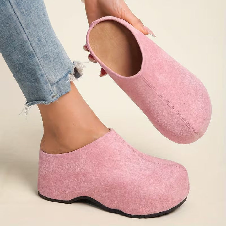 Women’s Suede-Look Platform Slip On Clog Mules