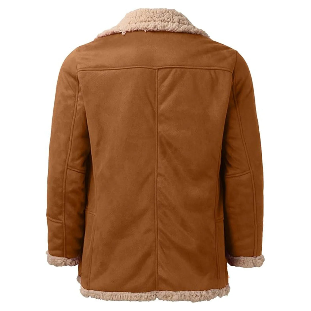 Men’s Faux Suede Sherpa Lined Lapel Jacket