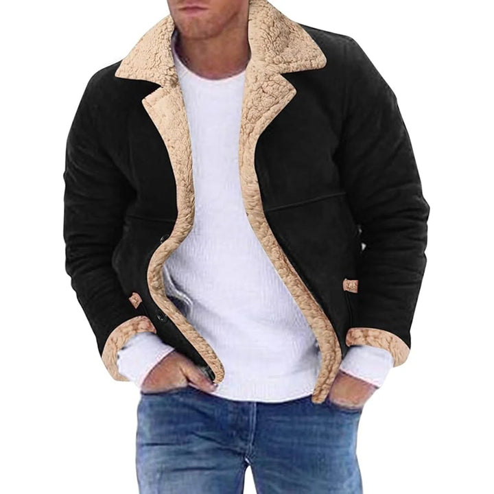 Men’s Faux Suede Sherpa Lined Lapel Jacket