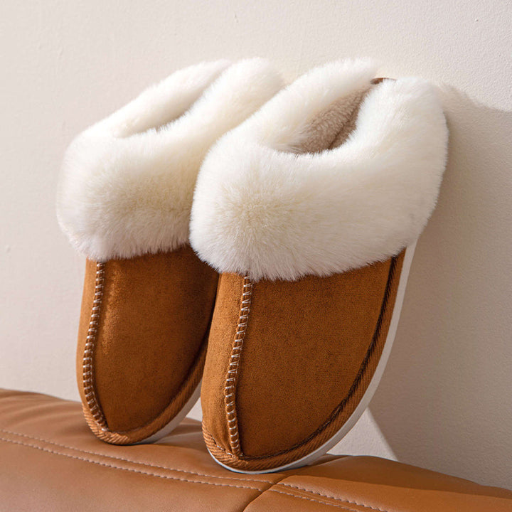 Warm Faux Fur Trim House Slippers