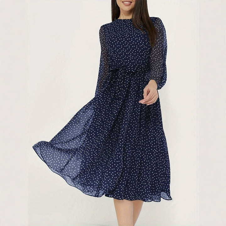 Cotton Blend Polka Dot Summer Dress with Lantern Sleeves | Lydia
