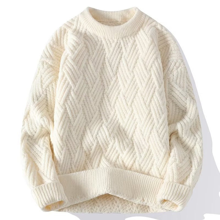 Men's Cross Woven Crew Neck Jumper