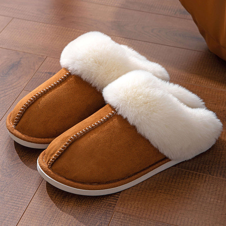 Warm Faux Fur Trim House Slippers